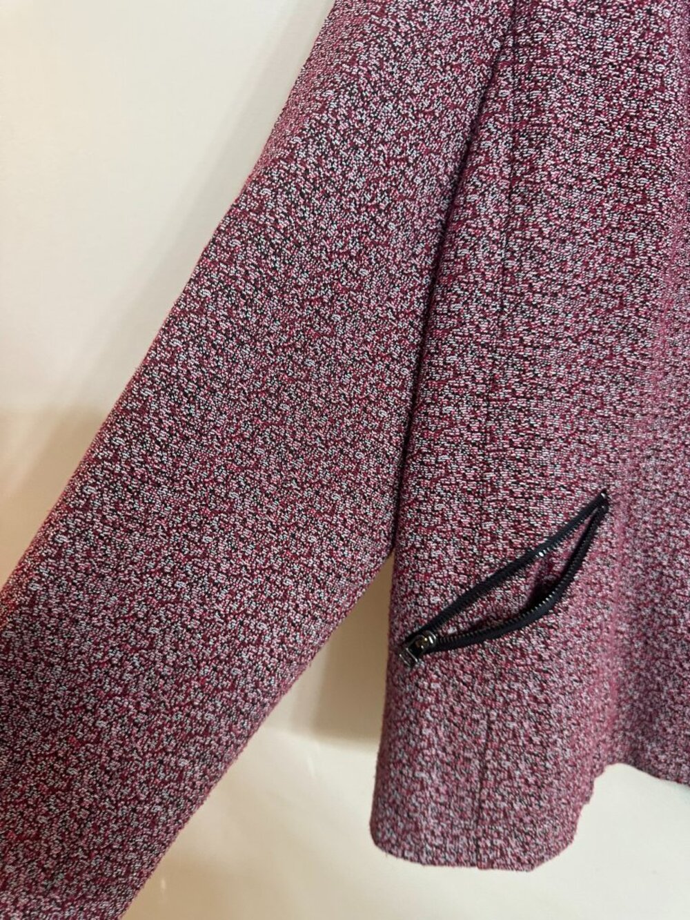 Westport 1X Marled Knit Moto Jacket Burgundy Zip Biker Plus Size - Picture 7 of 12